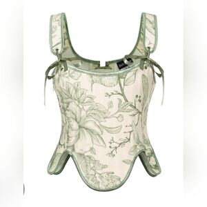 Scarlet Darkness Green Floral Corset Top
